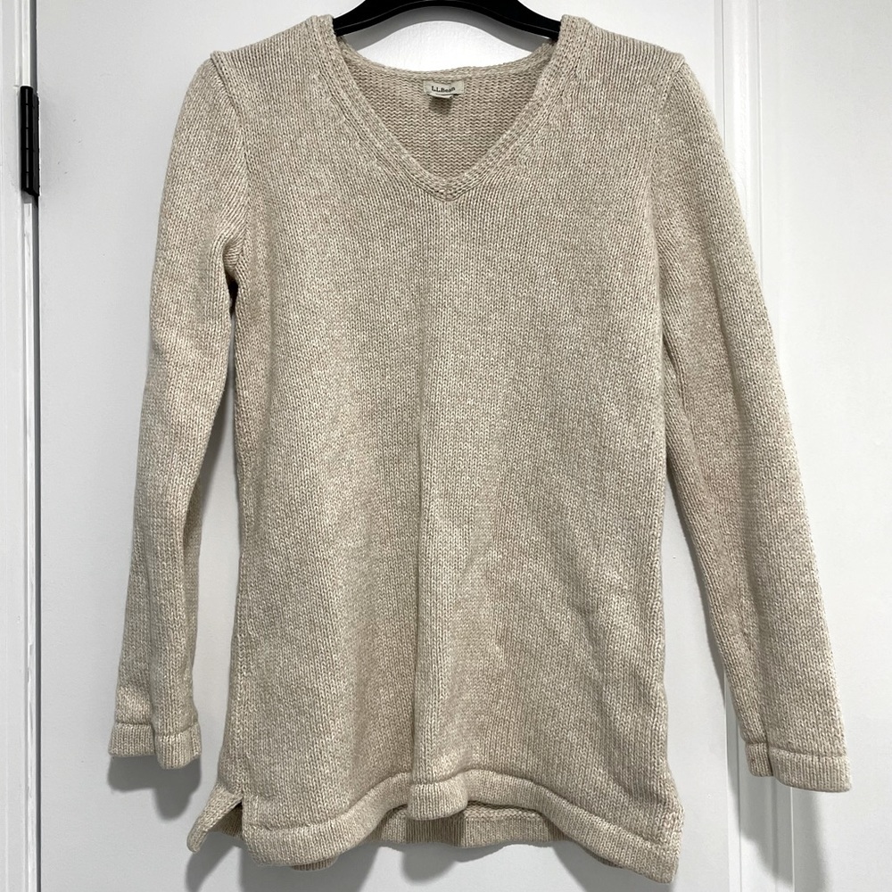 L.L. Bean Cream V-Neck Sweater